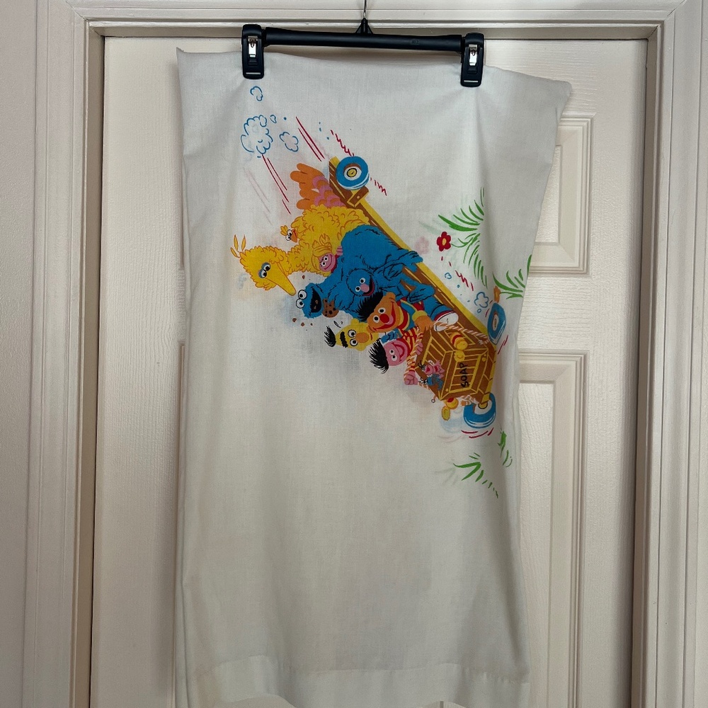 Vintage Sesame Street Pillowcase Big Bird Elmo Cookie Monster 70s 80s Kids Beddi